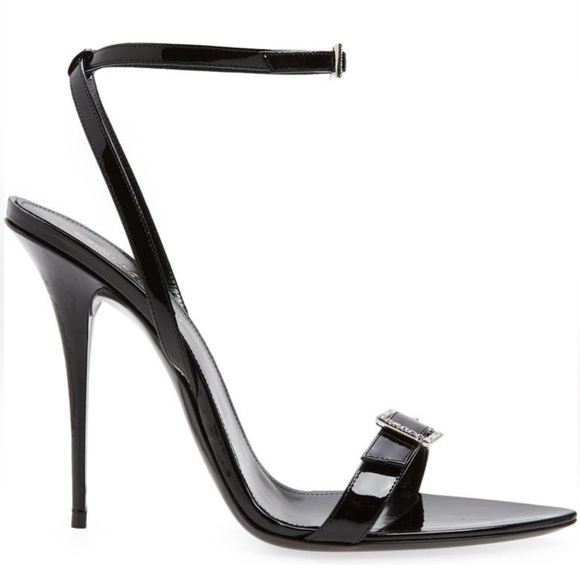 Saint Laurent Claude 110mm buckle heel sandal in patent leather - Picture 4 of 16